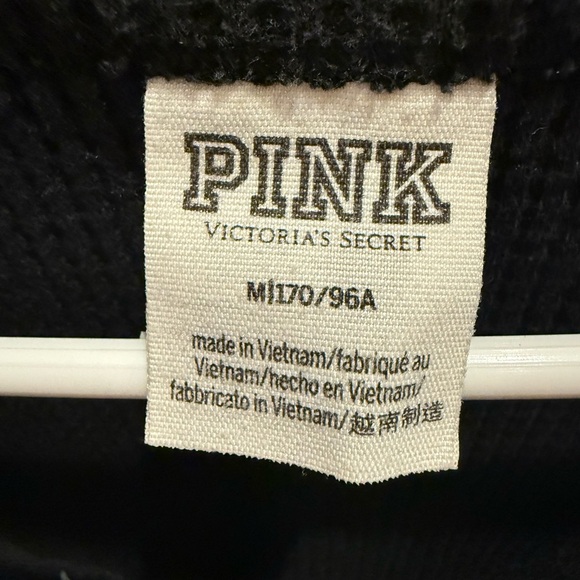 Pink Victorias Secret Henley Oversized Pullover Waffle Knit Black Size Medium - Picture 3 of 3